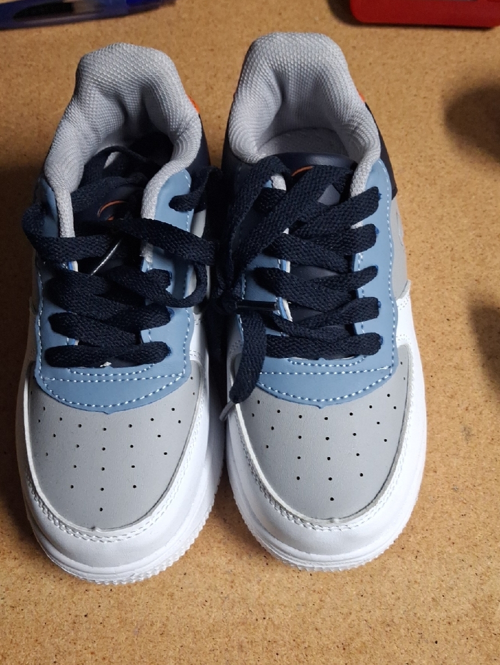 Kids Casual Lace-Up Sneakers in Light Blue, Gray & Navy